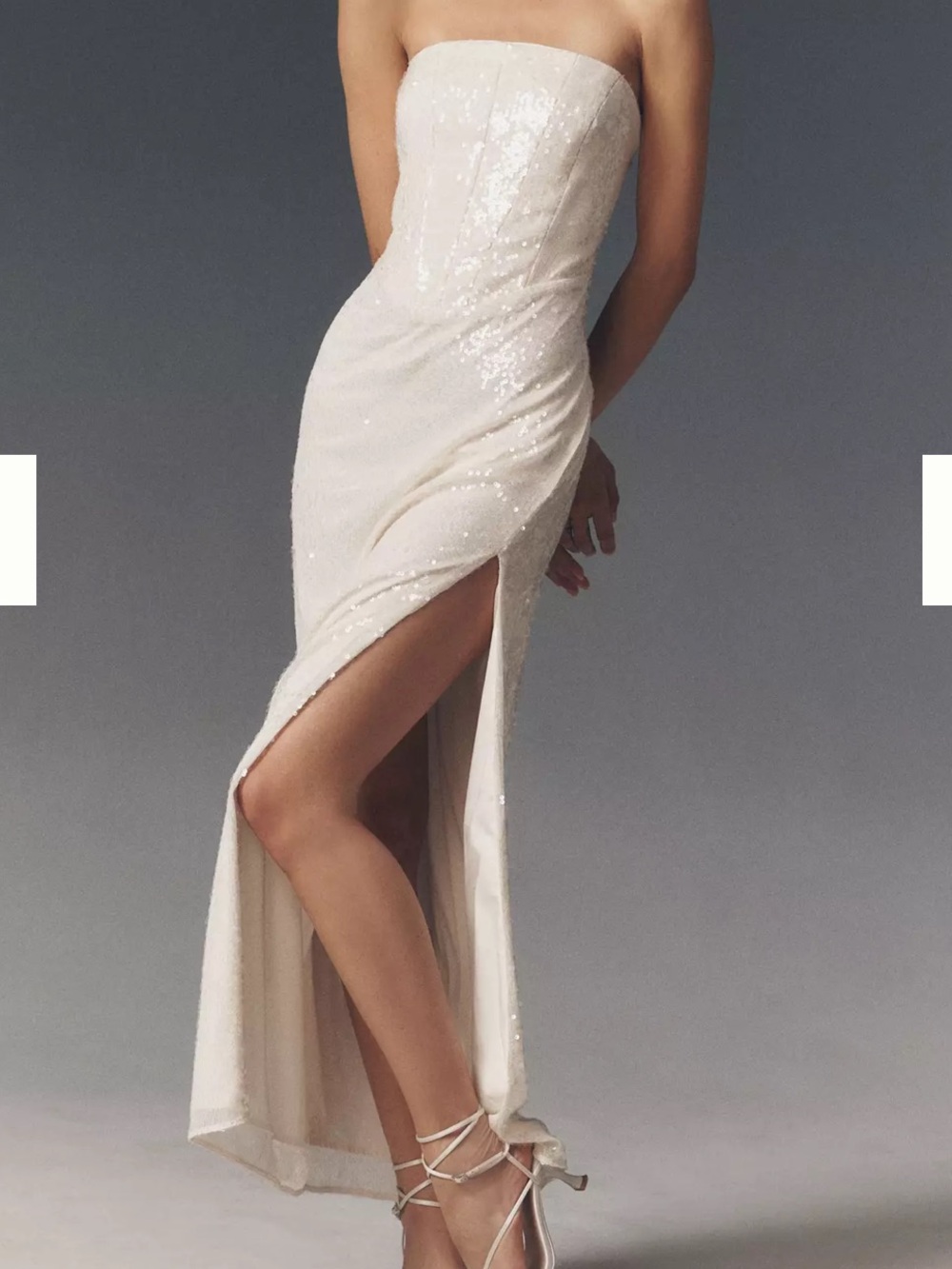 BHLDN White Dahlia Strapless Sequin Maxi Dress Size M Brand New with Tags
